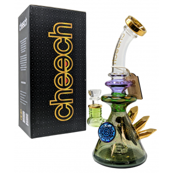 10" Cheech Glass Air Trap Growing Gold Crystal Water Pipe Rig - [CHE-241] 